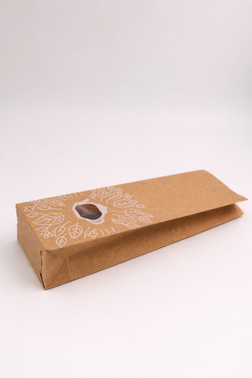 Beyaz Yapraklı Çaydanlık Desenli Pencereli Poşet (2 Katlı)