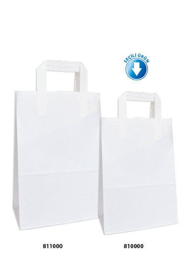 Dıştan Kulplu Beyaz Kağıt Çanta No.1 (50 Adetlik Paket)