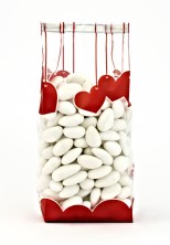 Kırmızı Kalpler Küçük Şeffaf Poşet (100 Adetlik Kutu) - Thumbnail