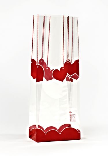 Kırmızı Kalpler Küçük Şeffaf Poşet (100 Adetlik Kutu)