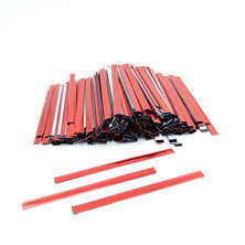  - Kırmızı Çizgili Parlak Pratik Klips - (12 cm - Plastik- 500 adetlik paket)