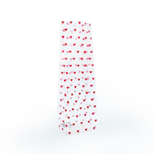 Küçük Kırmızı Kalpler Orta Boy Şeffaf Poşet (500 Adetlik Kutu)