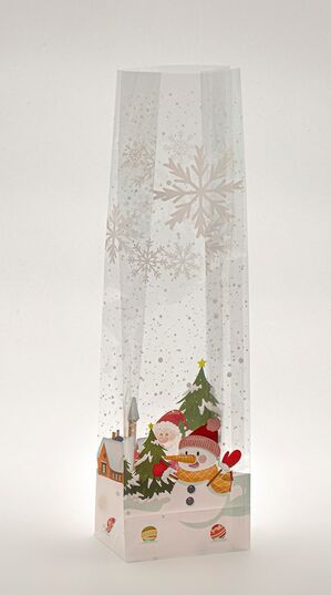 Orta Boy Noel Baba Top Oynarken Şeffaf Poşet(100 Adetlik Kutu)