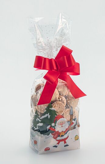 Orta Boy Noel Baba Top Oynarken Şeffaf Poşet(100 Adetlik Kutu)