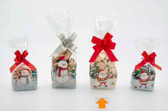 Orta Boy Noel Baba Top Oynarken Şeffaf Poşet(100 Adetlik Kutu)