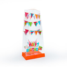  - Turuncu Doğum Günü Büyük Boy Şeffaf Poşet (50 Adetlik Kutu) (1)