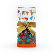  - Turuncu Doğum Günü Küçük Boy Şeffaf Poşet (50 Adetlik Kutu) (1)