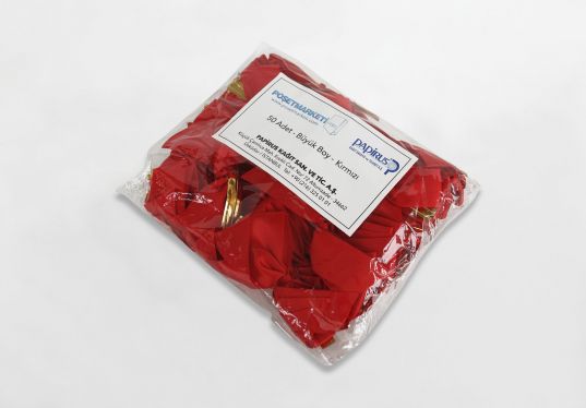 Kırmızı Büyük Boy Klipsli Kurdele (50 Adetlik Paket)
