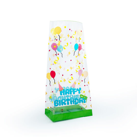 Yeşil Doğum Günü Büyük Boy Şeffaf Poşet (50 Adetlik Kutu)