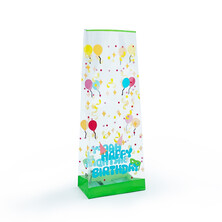  - Yeşil Doğum Günü Küçük Boy Şeffaf Poşet (100 Adetlik Kutu)